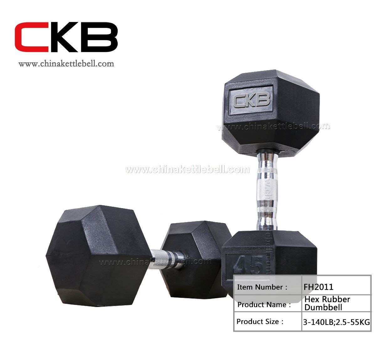 Hex rubber dumbbell