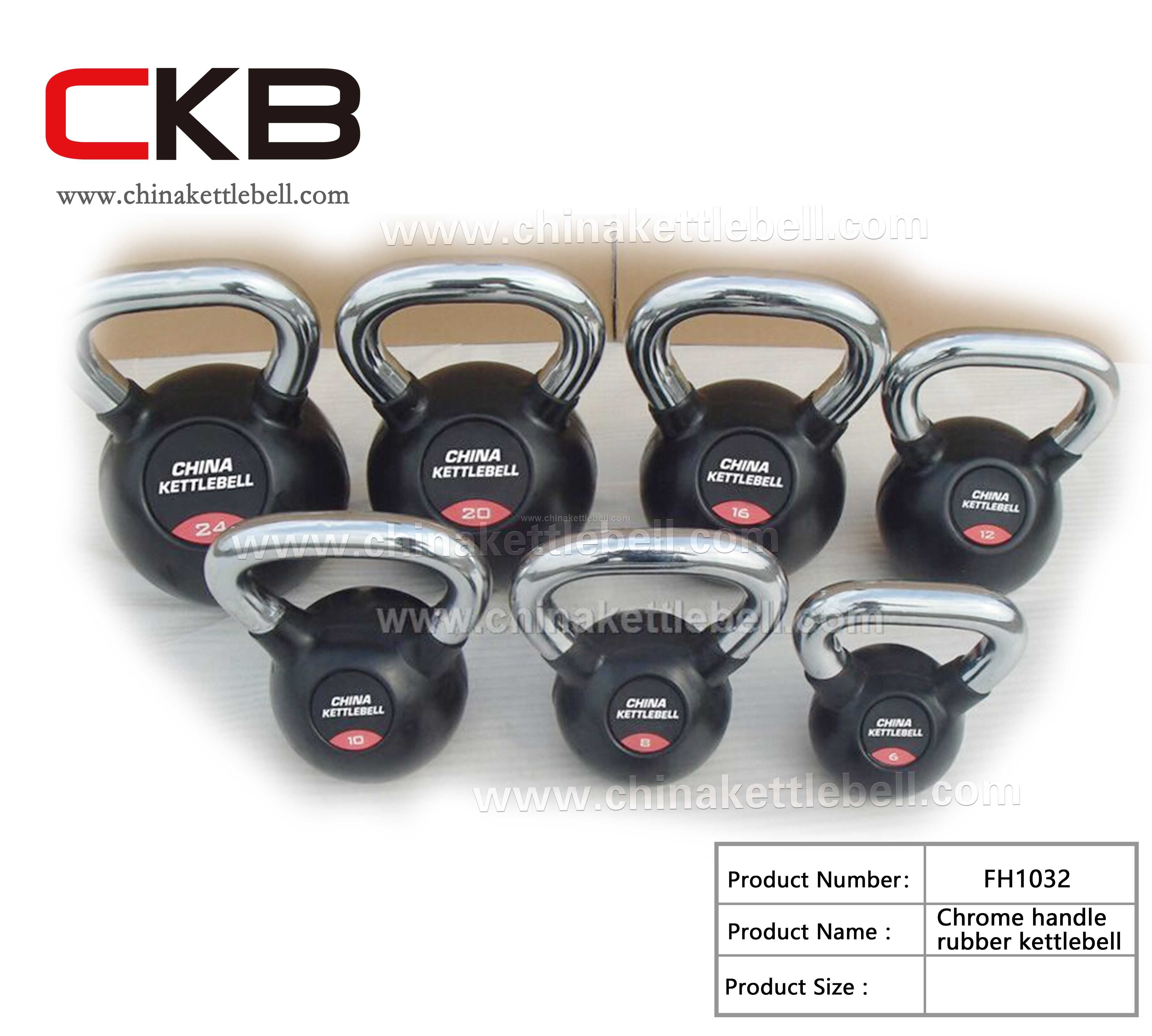 Chrome handle rubber kettlebell