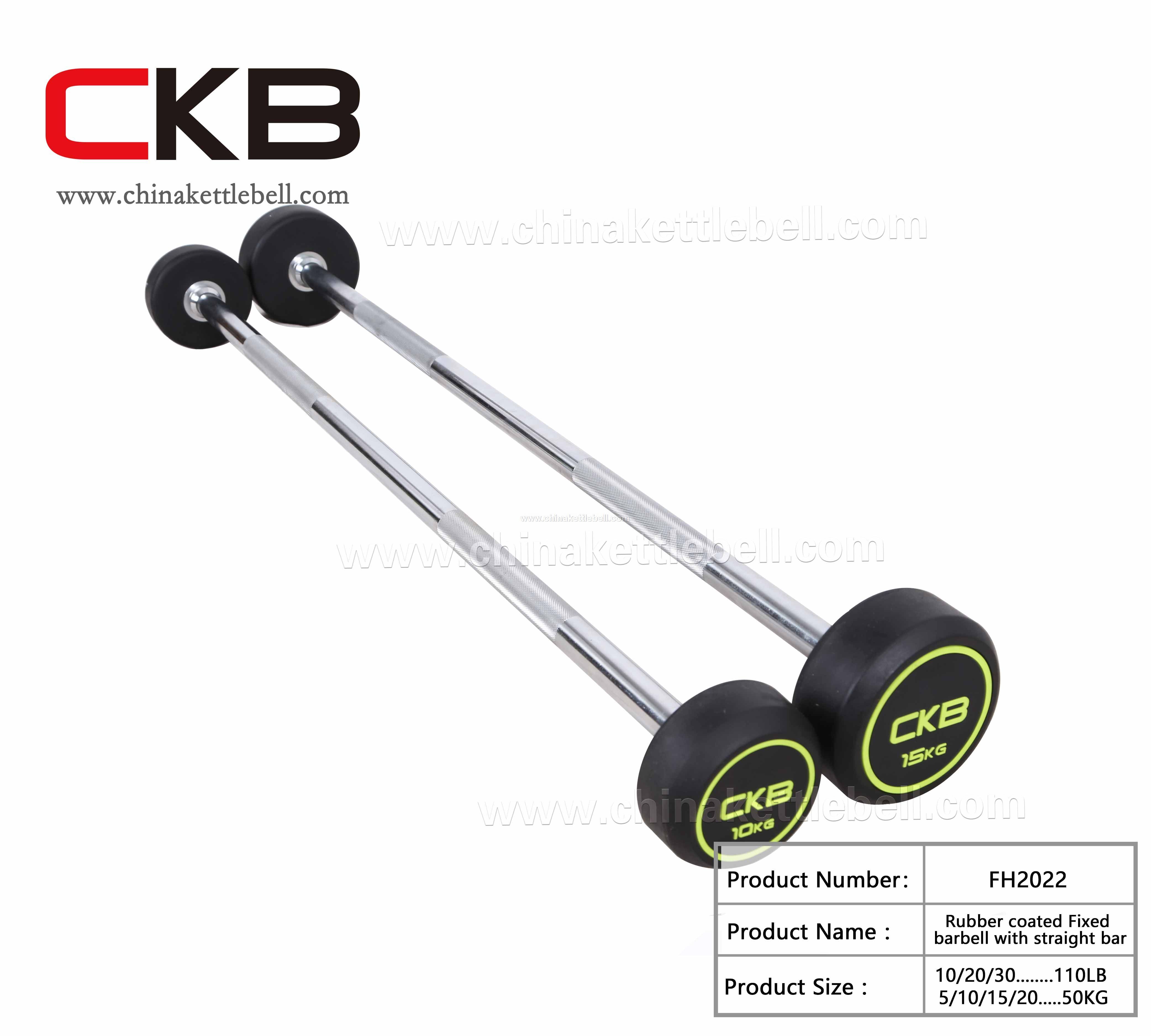 Rubber coated Fixed barbell with straight bar